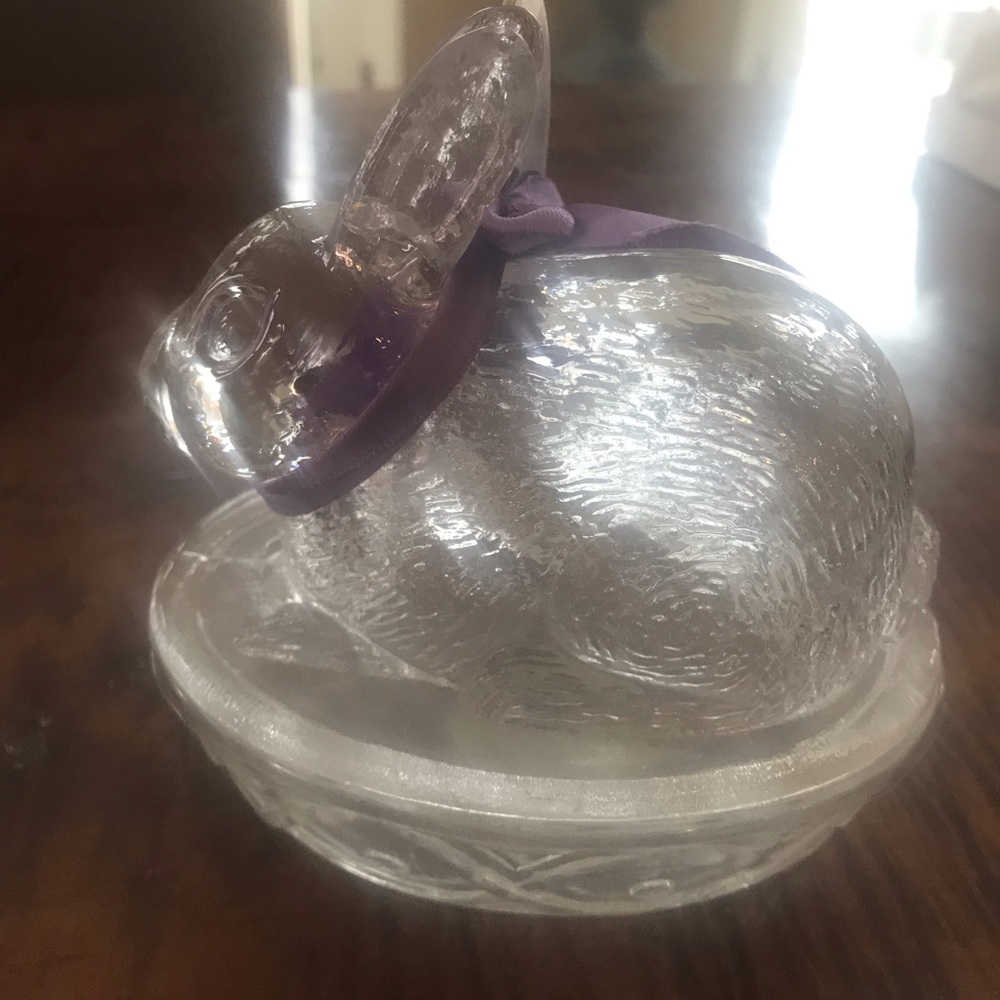Easter bunny glass candy dish